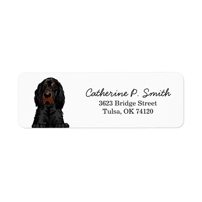 Gordon Setter Returadress Etikett (Framsidan)