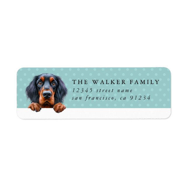 Gordon Setter Returetiketters Returadress Etikett (Framsidan)