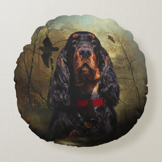 Gordon Setter Rund Kudde (Framsidan)