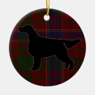 Gordon Setter Silhouette på Tartan Ornament