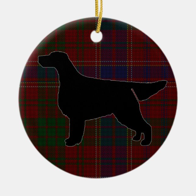 Gordon Setter Silhouette på Tartan Ornament (Framsidan)