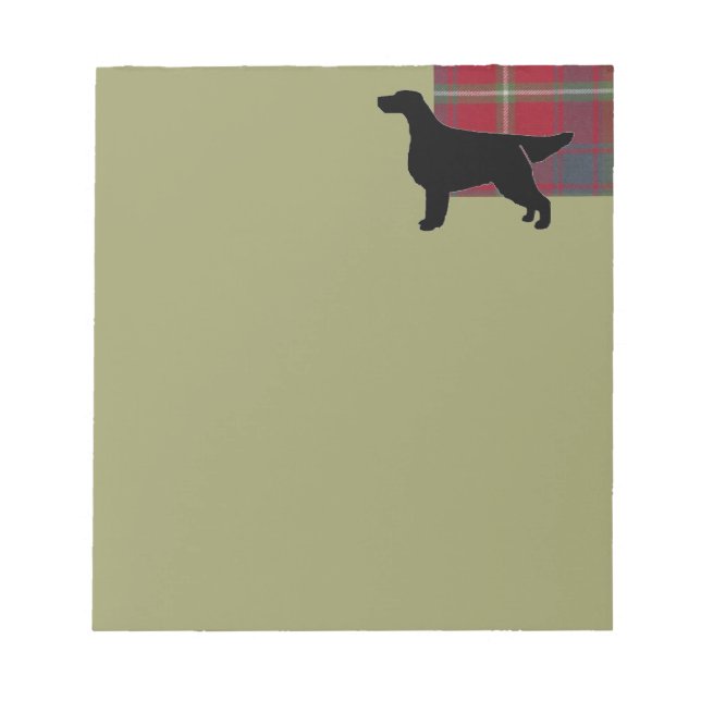 Gordon Setter Silhouetted on Klan Gordon Tartan Anteckningsblock (Framsida)