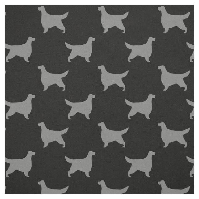 Gordon Setter Silhouettes Mönster Black och Grått Tyg (Provkarta)