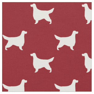 Gordon Setter Silhouettes Mönster Red and White Tyg