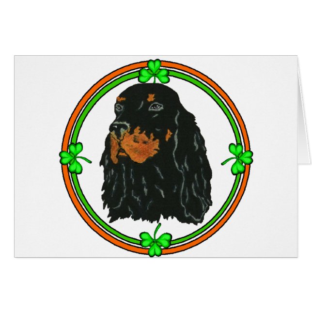 Gordon Setter St Patricks Hälsningskort (Framsidan Horizontal)