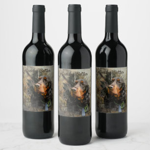 Gordon Setter Vinflaska Etikett