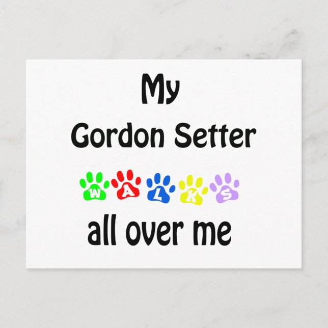Gordon Setter Walks Design Vykort (Framsida)