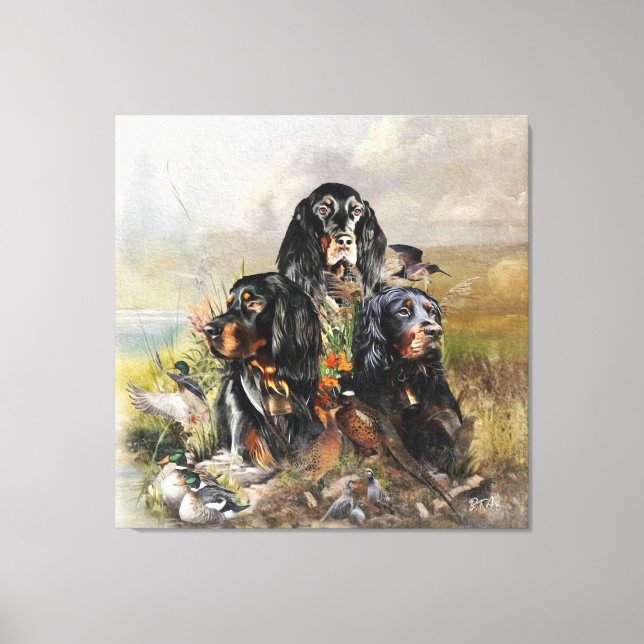 Gordon Setters , Passion for Birds , Art Canvastryck (Framsida)