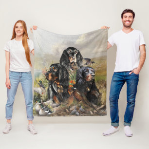 Gordon Setters , Passion for Birds , Art Fleecefilt