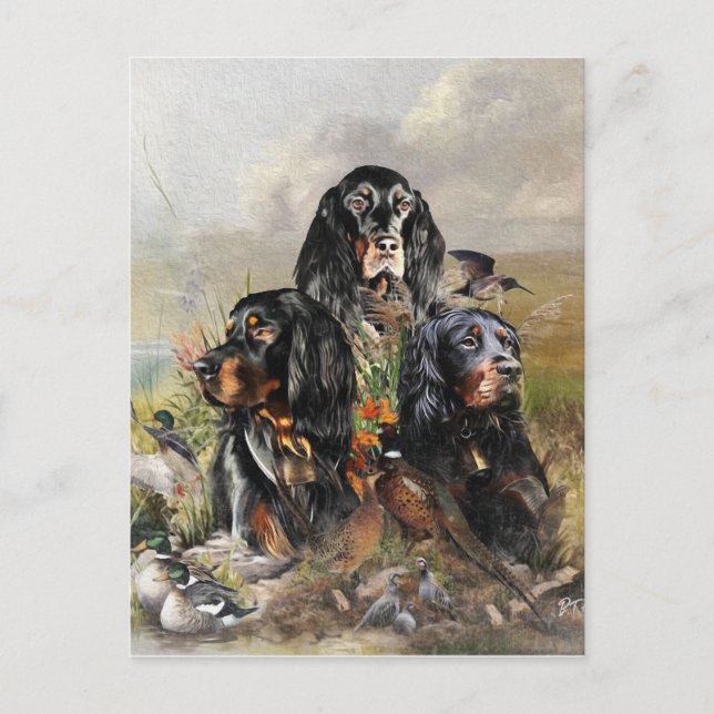 Gordon Setters , Passion for Birds , Art Helg Vykort (Framsida)