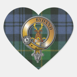 Gordon Tartan & Badge Hjärtformat Klistermärke