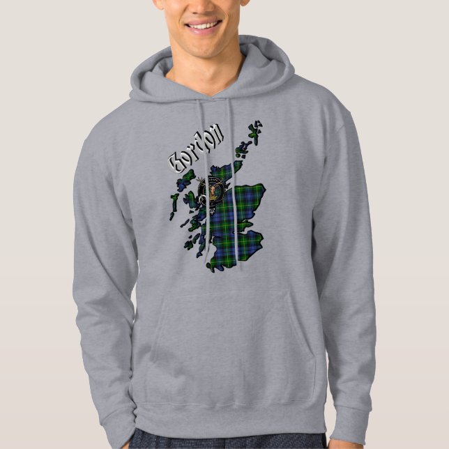 Gordon Tartan Karta & Badge Hoodie (Framsida)