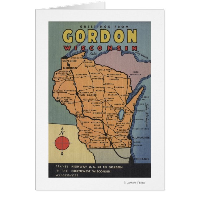 Gordon, Wisconsin - Stora Brev Scenes Hälsningskort (Framsidan)