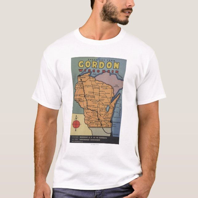 Gordon Wisconsin - stora brevplatser Tee (Framsida)