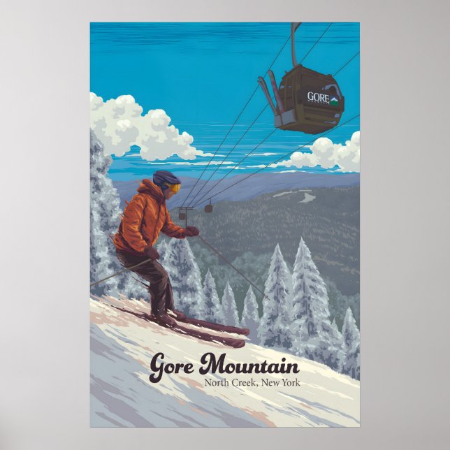 Gore Mountain Skidområde Reseskylt Poster (Framsidan)