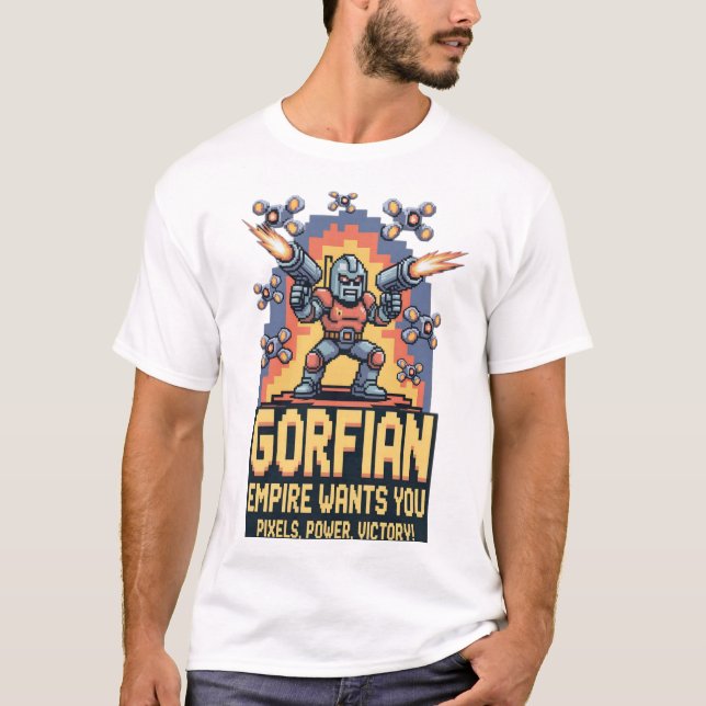 Gorfian Empire Retro Arcade Art T Shirt (Framsida)