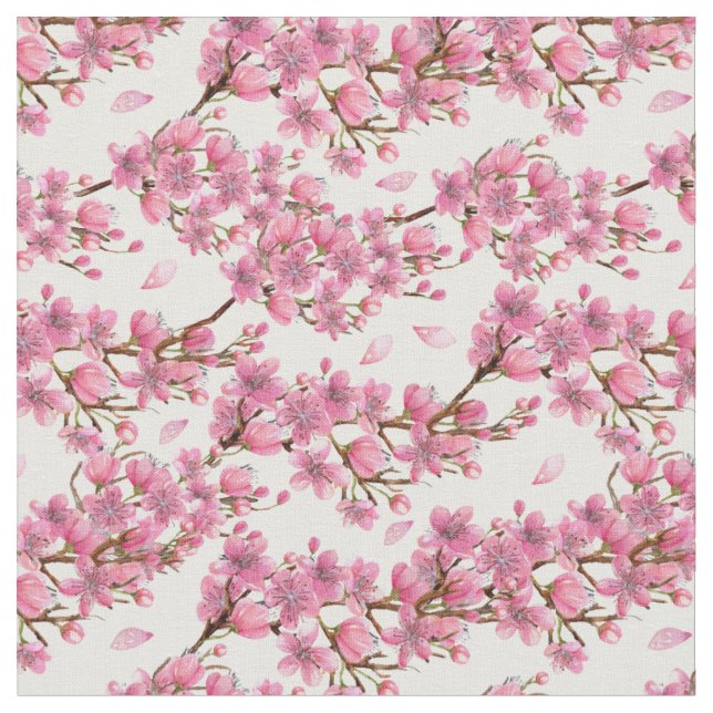 Gorgam Cherry Blommar Mönster Tyg (Närbild)