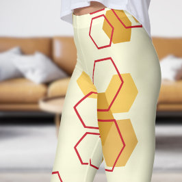 Gorgam Light Gult Honeycomb Mönster Leggings