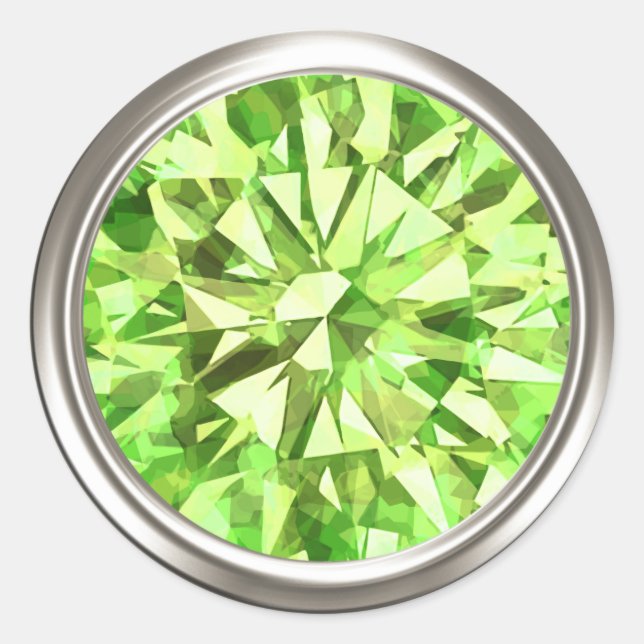 Gorgant Gem Peridot Runt Klistermärke (Framsida)