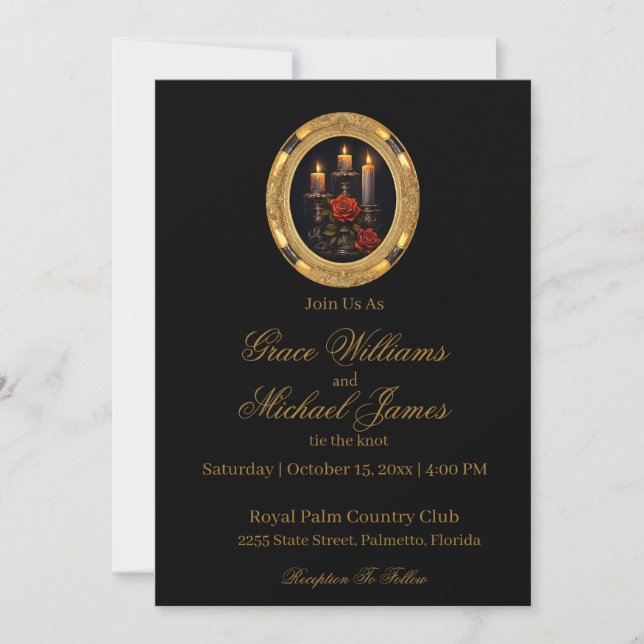 Gorgant gotiic Candles & Ro Inbjudningar (Framsida)