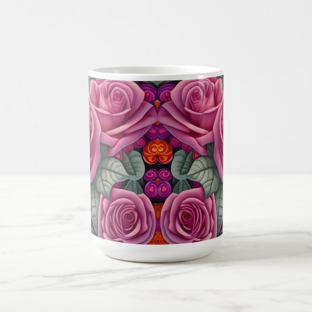 Gorgant Victorian Pastel Rosa ros Skriv ut Kaffemugg (Center)