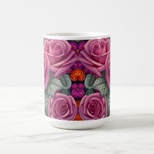 Gorgant Victorian Pastel Rosa ros Skriv ut Kaffemugg