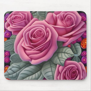Gorgant Victorian Pastel Rosa ros Skriv ut Musmatta