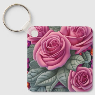 Gorgant Victorian Pastel Rosa ros Skriv ut Nyckelring