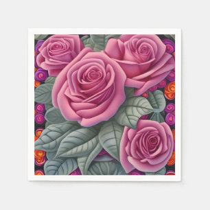 Gorgant Victorian Pastel Rosa ros Skriv ut Pappersservett