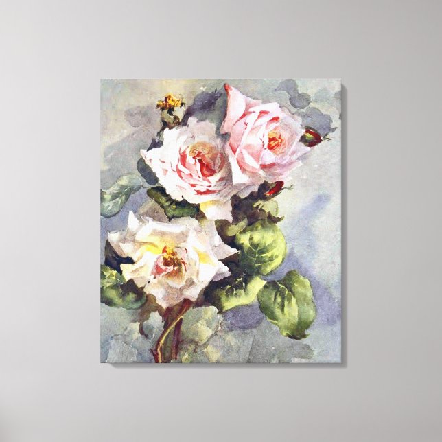 Gorgantfärgning av Rosa ros-vattenfärg i Elegant Canvastryck (Framsida)