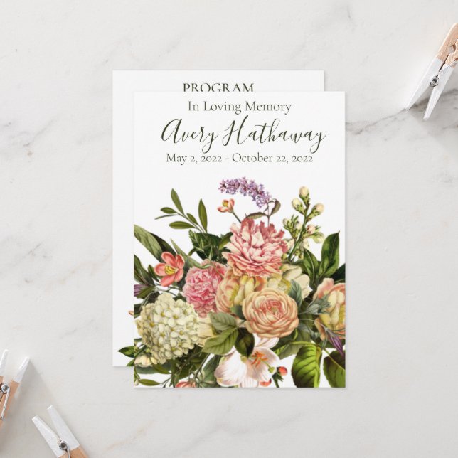 Gorgantligt minnesprogram för Blommigt Inbjudningar (Fram/Back In Situ)