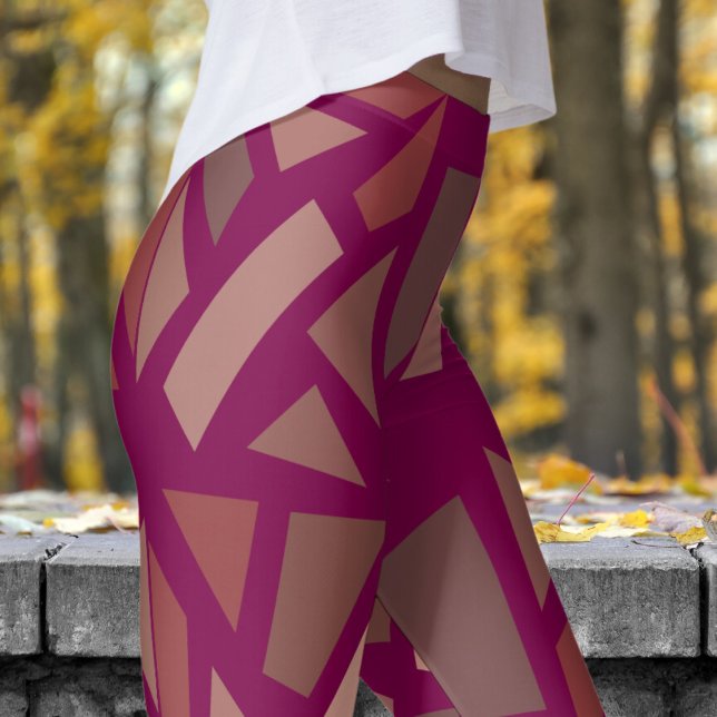 Gorged Red Vin Mosiac Mönster Leggings (Blocks Mosiac on Red Wine Leggings)