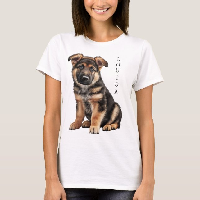 GORGEOUS BLACK & TAN GERMAN SHEPHERD PUPPY T SHIRT (Framsida)