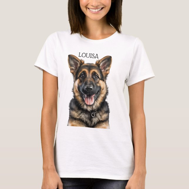 GORGEOUS BLACK & TAN GERMAN SHEPHERD PUPPY T SHIRT (Framsida)
