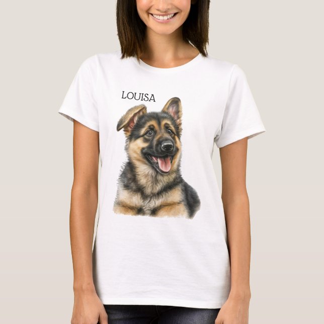 GORGEOUS BLACK & TAN GERMAN SHEPHERD PUPPY T SHIRT (Framsida)