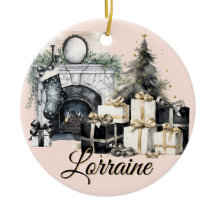Gorgeous Black, White and Gold Christmas Ornament