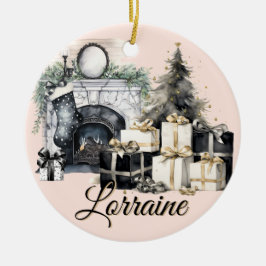 Gorgeous  Black, White and Gold Christmas Ornament