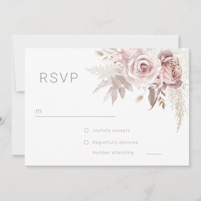 Gorgeous Blush Floral Wedding Digtial RSVP  Inbjudningar (Framsida)