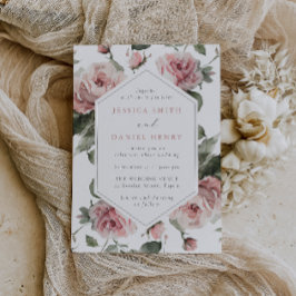 Gorgeous Blush Pink Watercolor Floral Wedding Inbjudningar
