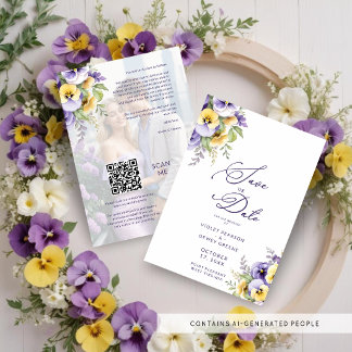 Gorgeous Botanical Purple Pansies Flowers Photo Spara Datumet