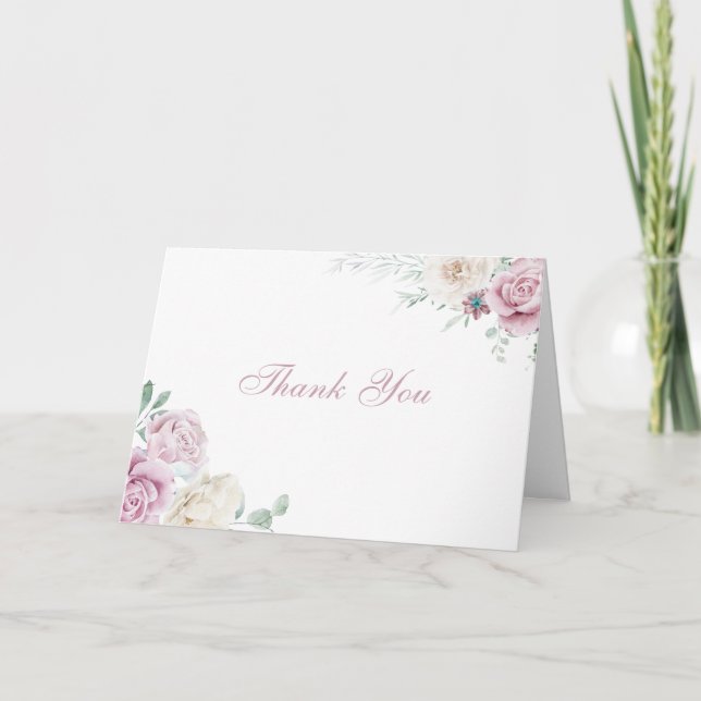 Gorgeous Botanical White & Blush Floral Wedding  Tack Kort (Framsida)