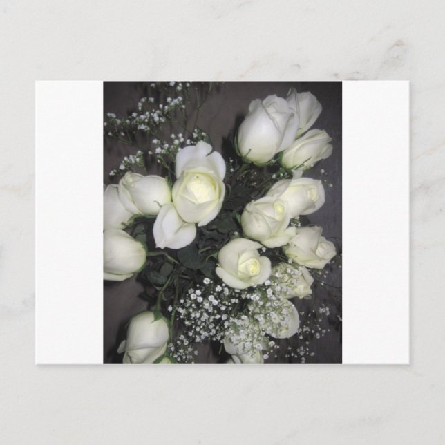 GORGEOUS BOUQUET OF VIT ROS VYKORT (Framsida)