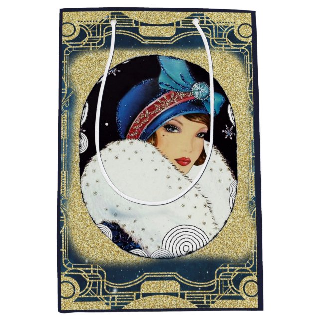 Gorgeous Christmas Flapper Girl in Blues and Gold (Framsidan)