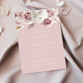 Gorgeous Dusty Rose Blush Wedding Inbjudningar