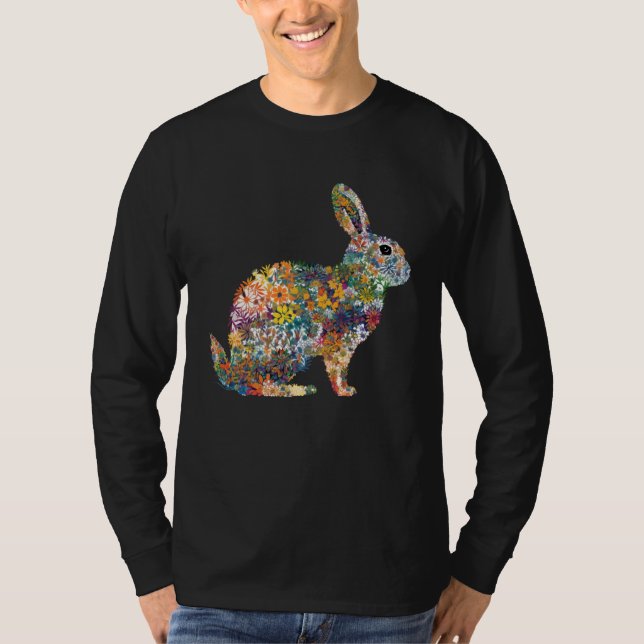 Gorgeous Floral Easter Bunny Spring Flower Rabbit  T Shirt (Framsida)