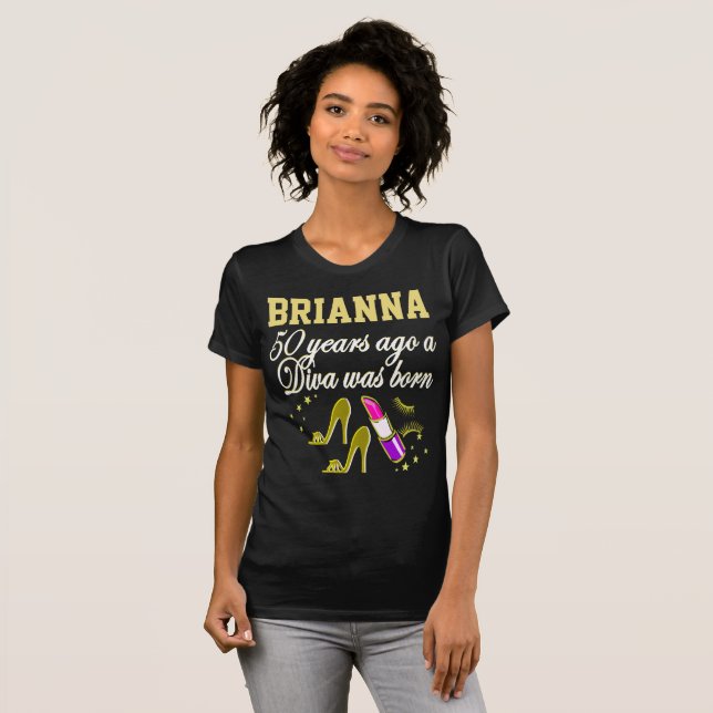 GORGEOUS GULD 50:E BIRTHDAY DIVA ANPASSNINGSBAR TS T-SHIRT (Hel framsida)