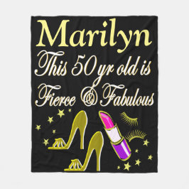 GORGEOUS GULD 50:E BIRTHDAY PERSONLIG BLANKET FLEECEFILT