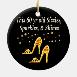 GORGEOUS GULD 60:E BIRTHDAG JULGRANSPRYDNAD KERAMIK