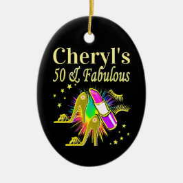 GORGEOUS GULD PERSONLIG 50 YR GAMLA JULGRANSPRYDNAD KERAMIK