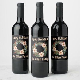 Gorgeous holiday wine bottle personalized vinflaska etikett